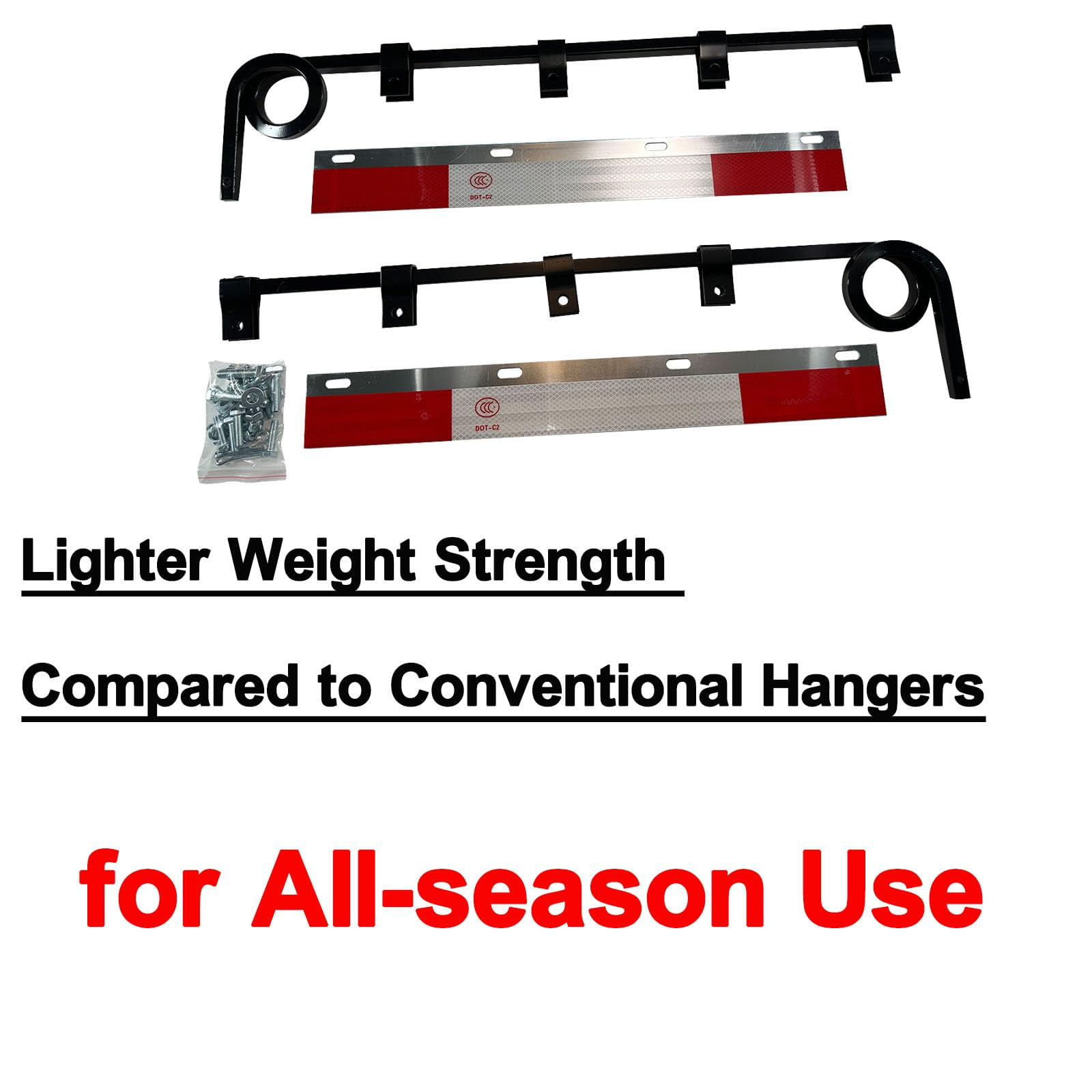 BST BSSP Pair Straight Mud Flap Hangers Kit Suspension 1 Coil Dampening Springs Semi Truck Mudflaps Steel Bracket,w/Aluminum Mud Flap Reflector for Universal Trucks Trailers, RVs Kenworth Peterbilt