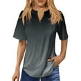 thumbnail image 2 of TKing Fashion Short Sleeve Shirts for Women Loose Fit V Neck Dressy Casual Blouses Tops Lightweight Gradient Comfy Cute T Shirts Dark Gray 3XL, 2 of 5
