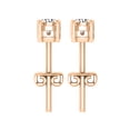 thumbnail image 3 of Dazzlingrock Collection 3mm Each Round White Diamond 2 Stone Pushback Dangle Drop Earrings for Women in 18K Rose Gold, 3 of 6