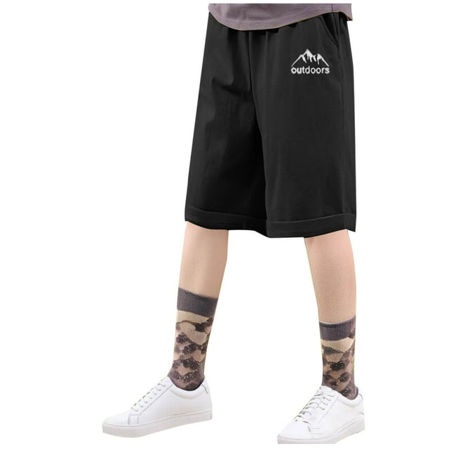 Casual Shorts for Kids, 90% Polyester Quick-Dry Sun Protection Cropped Pants with Pockets, Military Green, Size 120 cm