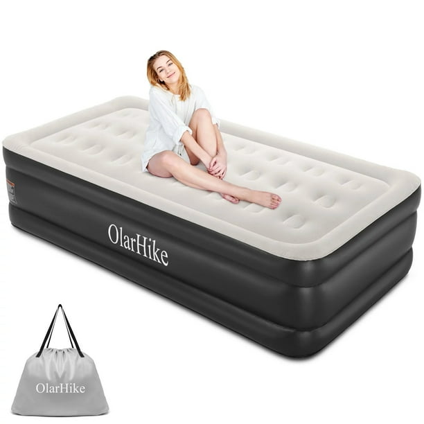 OlarHike US 18 inch Twin Size Air Mattress with BuiltinPump, Black