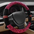 thumbnail image 4 of Luxury Leopard Print Fashionable Plush Car Steering Wheel Cover, Universal Fit, Keep Warm for Car SUV, Red and Black, 4 of 8