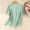 thumbnail image 5 of Uootdi Womens Embroidered Blouses Short Sleeve Split Neck with Floral Embroidered Placket Retro Chic Style Soft Comfortable Everyday Tops Gift, 5 of 9