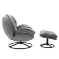 thumbnail image 5 of Accent Chair with Ottoman, Velvet Modern Comfy Chair, Upholstered Leisure Chairs with Black Metal Legs for Bedroom Living Room, Gray, 5 of 10