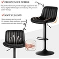 thumbnail image 3 of YOUNIKE Black Bar Stools Set of 2 PU Leather Soft Cushion Adjustable Swivel Counter Bar Stools, 3 of 10