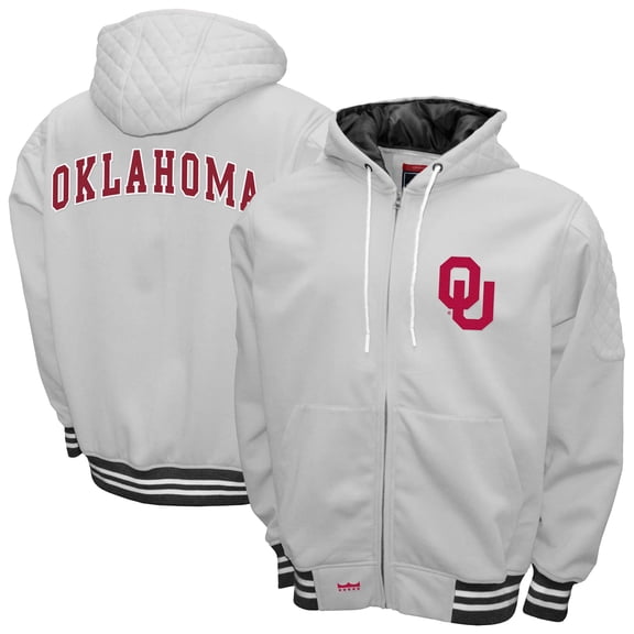 Men's Franchise Club White Oklahoma Sooners Grind Full-Zip Hoodie Jacket