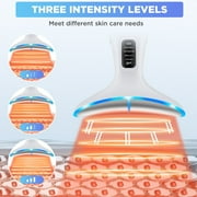 Microcurrent Neck & Face Massager – 3 LED Light Therapy, Vibration & Heat – Portable Skin Lifting & Firming Device for Neck, Chin & Jawline