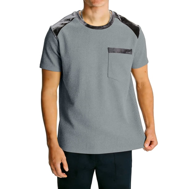 Camisas de Manga Corta para Hombres Casual Slim Fit Cuello Redondo Bottoming T Shirt Blusa de Verano