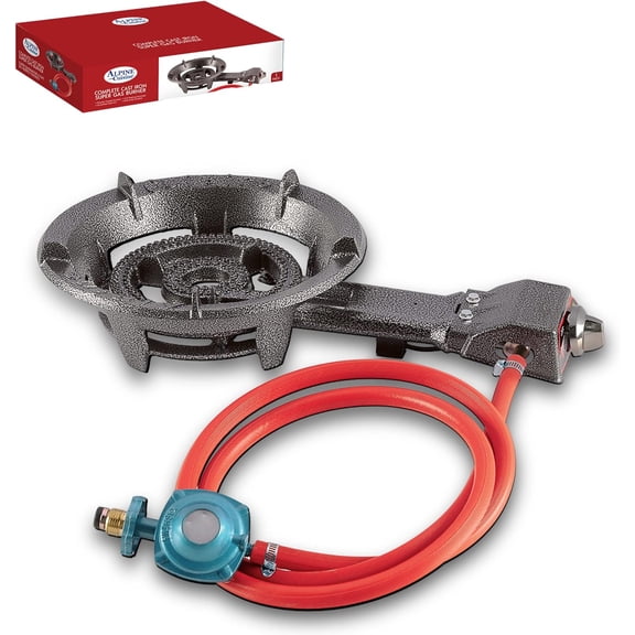 40,000 BTU Gas Stove Burner 13 Inch with Cast Iron legs | High-Pressure Cast-Iron Propane Burner & Hose - Kitchen Equipment & Camping Burner | Perfect for Home & Outdoor Cooking