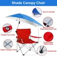 thumbnail image 4 of TeqHome Camping Chair with Canopy Shade Folding Beach Chair Support 220lbs with Adjustable Arm Cup Holder Detachable Umbrella Red, 4 of 9