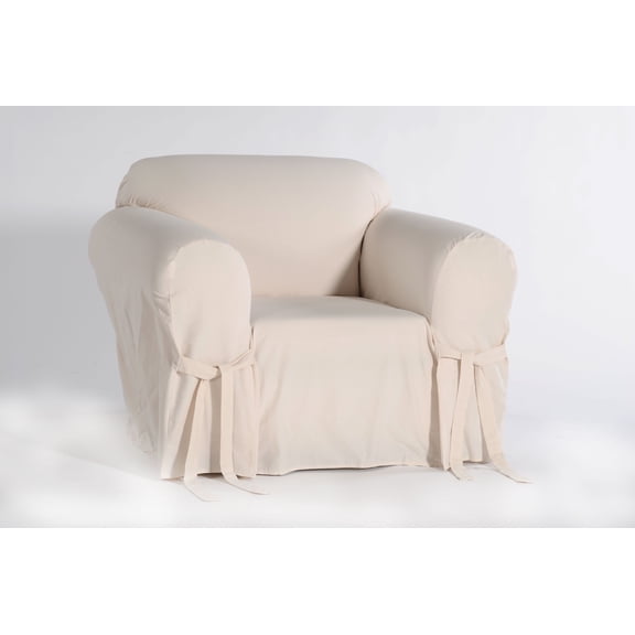 Cotton Duck One Piece Chair Slipcover in White
