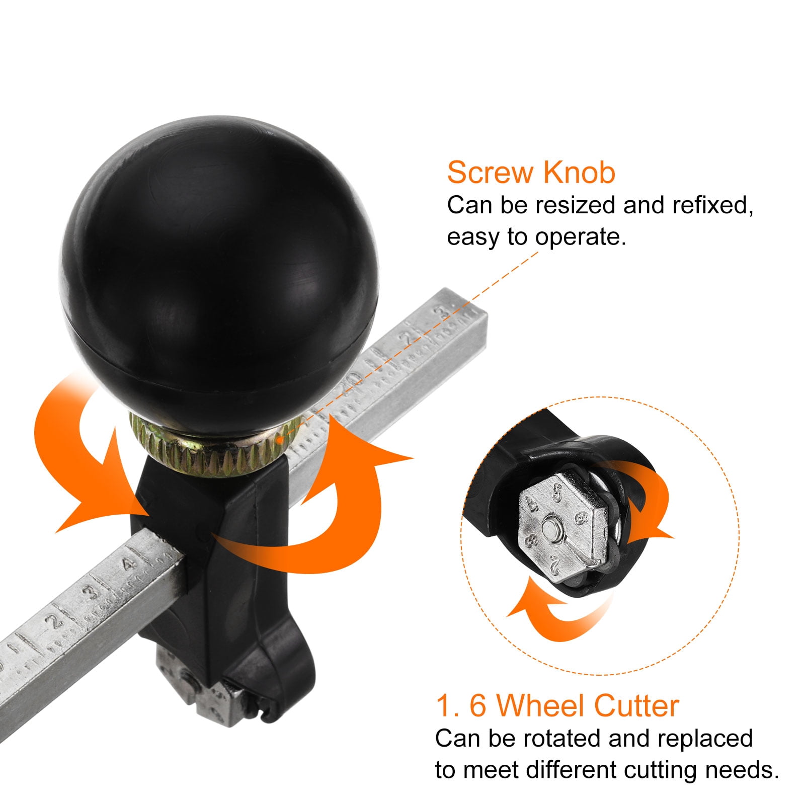 6 Wheel Circular Glass Cutter 1.4"-29.5" Cutting Radius Precise Cutting with Suction Cup for Glass