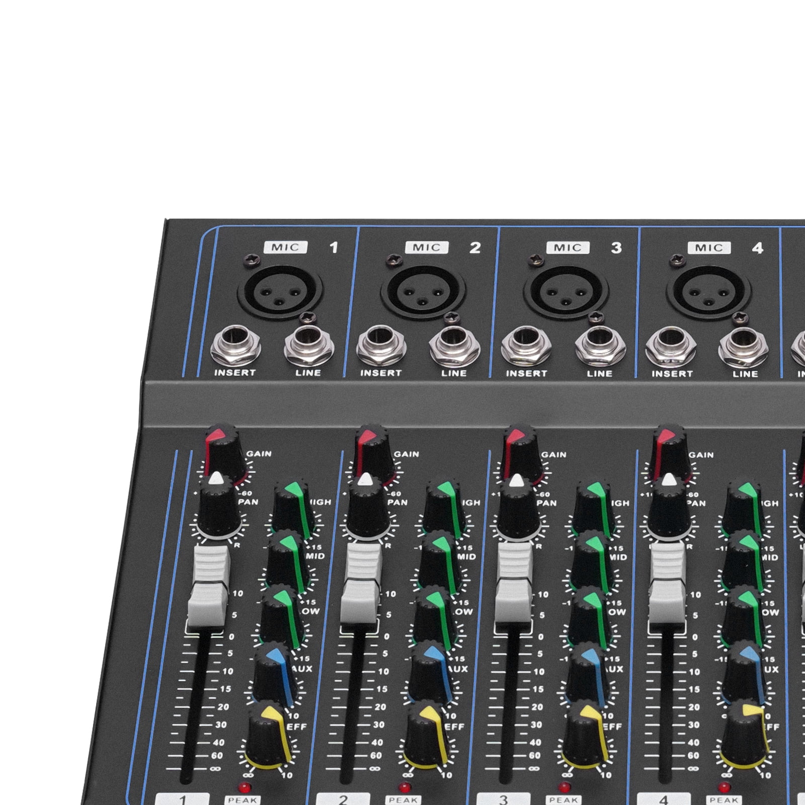 7 Channel Audio Mixer, Bluetooth Portable Audio Mixer w/USB DJ Sound Mixing Console MP3 Jack 48V Power for Computer Recording, Sounds Mixer Board For Studio Recording