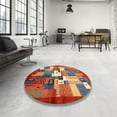 thumbnail image 3 of Ahgly Company Indoor Round Contemporary Red Abstract Area Rugs, 8' Round, 3 of 6