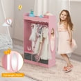 thumbnail image 3 of Ktaxon Kids Dress Up Storage Armoire Wardrobe Dresser Children Costume Organizer Portable Closet with Mirror & 3 Drawers for Bedroom Party Nursery, Pink, 3 of 15
