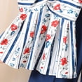 thumbnail image 5 of Girls Casual Floral 2 Piece Outfits Sleeveless Peplum Tunic Camisole and Wide Leg Pants Set for Summer Party Wear Blue 11-12Years, 5 of 9