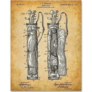 Golf Club Bag Art - 11x14 Unframed Patent Print - Great Gift for Golfers