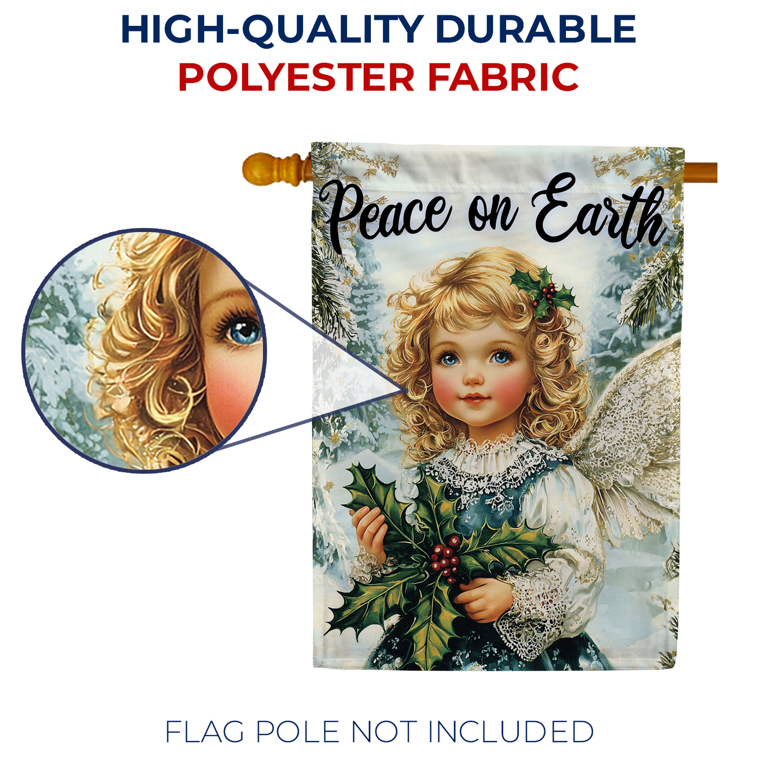 America Forever Peace on Earth Angel House Flag, 28 x 40 inches Double Sided, Vintage Christmas Angel Holiday Flag, Festive Winter Decor Outdoor Seasonal Flags for Yard, Lawn