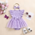 thumbnail image 4 of Spewahor Baby Girls Rompers Dress Round Neck Floral Print Mesh Skirt Hem Infant Bodysuits Jumpsuits with Headband 0-18M, 4 of 9
