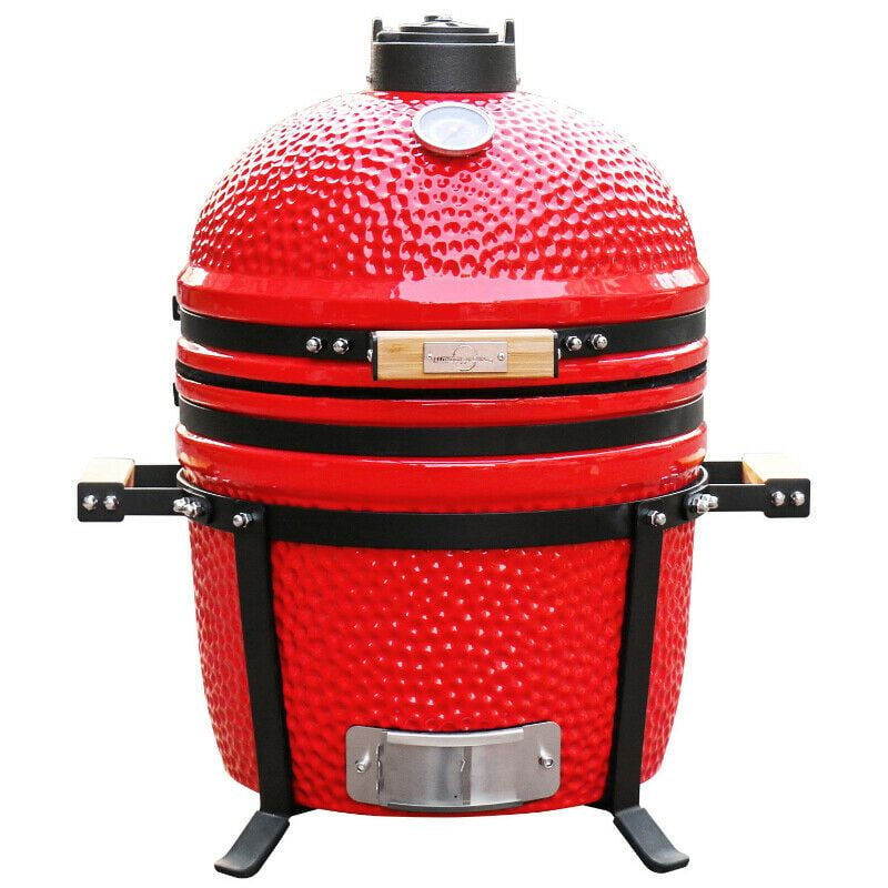 London Sunshine Ceramic Kamado Charcoal BBQ Grill 15 inch Red with