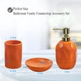 thumbnail image 2 of Burnt orange bathroom accessory set, 3-piece ceramic bathroom set, toothbrush holder, liquid soap dispenser, soap dish, vibrant bathroom decor, countertop bathroom organizer, 2 of 4