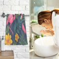 thumbnail image 7 of Yayeee 2 Pack Hand Towels for Bathroom 100% Cotton 16" x 28" Kitchen Towel, Yellow Floral Flamingo, 7 of 7