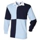thumbnail image 1 of Front Row - Polo de manga larga diseño ajedrez con el cuello en blanco para hombre/Caballero Modelo Quartered (Marino/Cielo (Cuello blanco)), 1 of 1