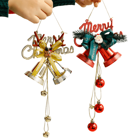 2 Pack Festive Christmas Bells Ornamental Tree Decor for Celebrations