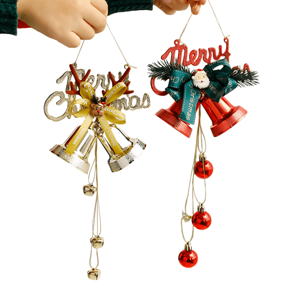 2 Pack Festive Christmas Bells Ornamental Tree Decor for Celebrations