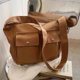 thumbnail image 3 of Bolso bandolera de lona a la moda de gran capacidad para mujer, bandolera para el trabajo (marrón) Likrtyny Para Estrenar, 3 of 8