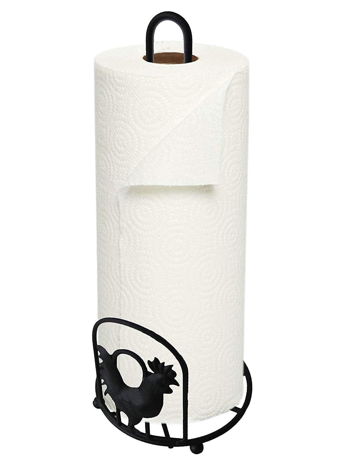 Rooster Paper Towel Holder, Black, This Home Basics paper towel holder