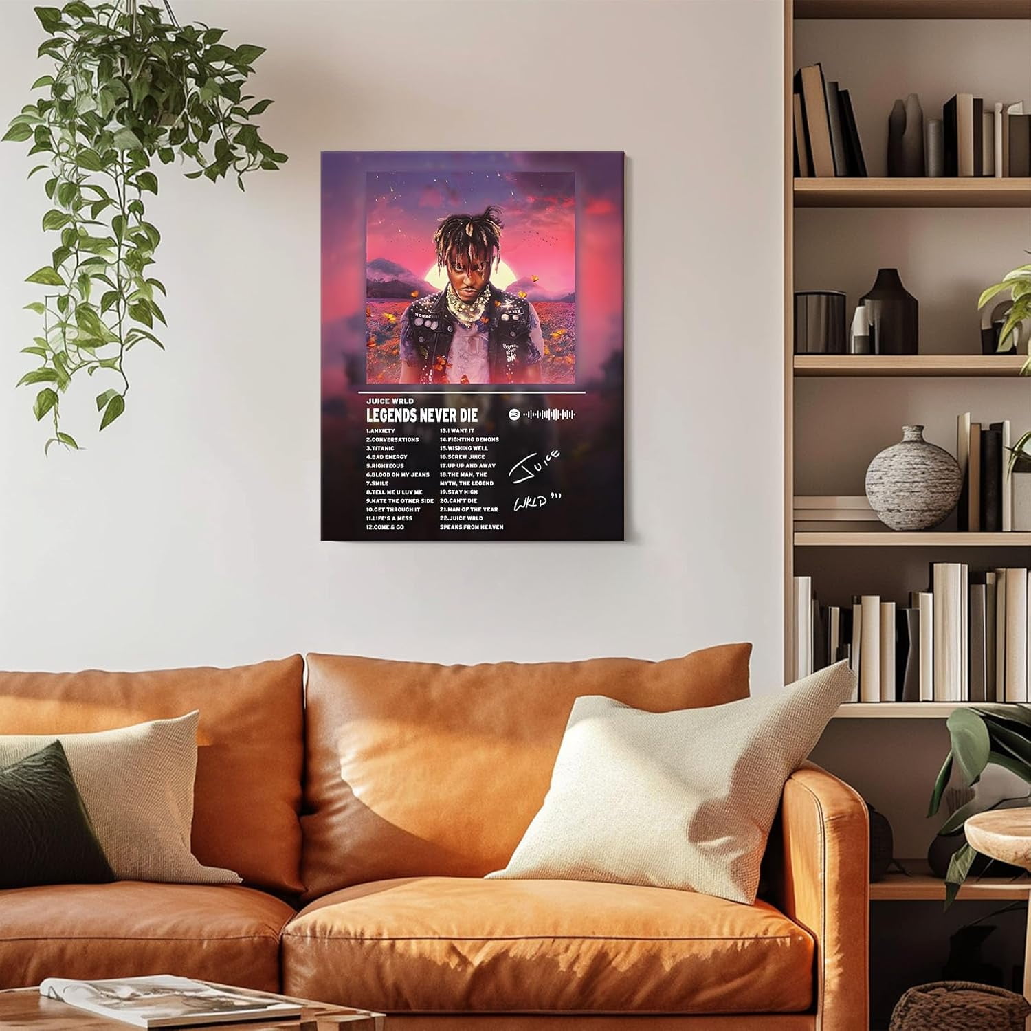 P&L Art Juice Wrld Legends Never Die Album Canvas Wall Art,Rapper Singer Album Cover and Poster Framed Print Art,Aesthetic Picture Print Art for Bedroom or Landscape Office Room Decor Gift 11x14inch
