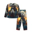thumbnail image 2 of Uemuo Sunset Meditating Bichon Frise Pattern Womens Pajama Sets,PJ Set for Women,Pajamas for Women Logo,Long Sleeve Pajama Set for Women,Soft Long Sleeve Top With Pants-Medium, 2 of 9