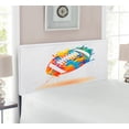 thumbnail image 2 of Sports Headboard, Rugby Ball with Rainbow Brush Effects Filled Covered with Colors Sports Sign Leisure, Upholstered Decorative Metal Bed Headboard with Memory Foam, Twin Size, Multicolor, by Ambesonne, 2 of 4