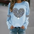 thumbnail image 3 of Women's Valentine's Day Heart Sequin Sweatshirt Women's Crew Neck Long Sleeve Pullover Long Sleeve Women's Casual Valentine's Day Heart Sequin Crew Neck Sweatshirt Cute Sweatshirts, 3 of 5