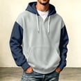 thumbnail image 2 of Rhuody Men Winter Hoodies O Neck Color Match Long Sleeve Sweatshirts Pullover Sweatshirt With Pocket 4Xl Light Gray1, 2 of 4