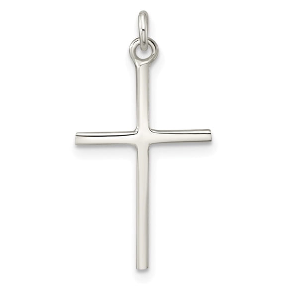 Diamond2Deal 925 Sterling Silver Polished Cross Pendant for Women (L- 0.93 Inch, W- 0.54 Inch)