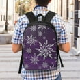 thumbnail image 6 of Goofa Snowflake Gradient Purple Pattern 17in Student Backpack - School, Travel, Work Bookbag -Laptop Backpack,Water Resistant College School Computer Bag, 6 of 6