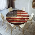 thumbnail image 2 of Fitted Tablecloth Round, Elastic Edge Table Covers - Indoor Kitchen Dinning Room or Outdoor Picnic Party Dining Tables Decoration Fits Tables Up to 48''''-52'''' Diameter, Independence-day, 2 of 5