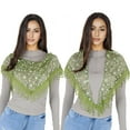 thumbnail image 5 of Lightweight Lace Floral Head Scarf Fringe Triangular Shawl Scarf Wrap Bandana for Women- One Size Fits Most, Green, 5 of 6