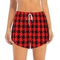 thumbnail image 2 of Goofa Retro red and Black Houndstooth Printed Women 2 in 1 Running Shorts,Quick Dry Athletic Workout Shorts,High Waisted Athletic Shorts with Liner Pockets-X-Large, 2 of 7