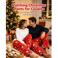 thumbnail image 6 of Fuzzy Christmas Pajama Pants Women Men Flannel Gingerbread Print Pjs Pants Couples Matching Plush Pajama Bottom Xmas Gifts Red, 6 of 9