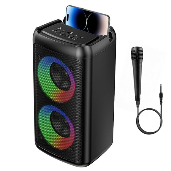 Karaoke Machine for Adults, Portable Wireless Speaker with 1 wired Microphones, Outdoor, Supports USB/TF/AUX, Ideal Gifts for Family, Music Lover