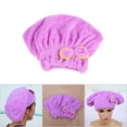 thumbnail image 5 of Gorro de microfibra suave con lazo para secar el cabello, de secado rápido, color morado, 5 of 5