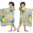 thumbnail image 4 of Yellow Lemon Fruit Tiles Blue Pattern Hooded Bath Towel，50"x30" for Ages 3 To 12 Kids, Quick Dry Lightweight Soft Microfiber Hood Beach Towel Cover Up for Kids, 4 of 7