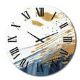 thumbnail image 2 of Designart "Abstract in Dark Blue and Gold V" Fractals Oversized Wall Clock, 2 of 5