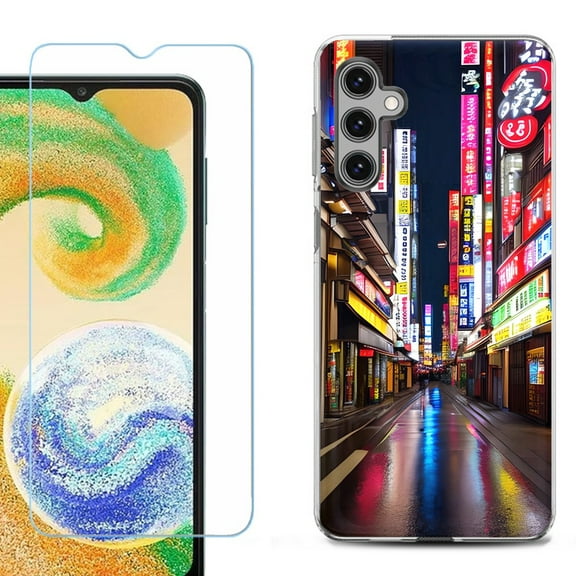 OneToughShield ® Compatible with Samsung Galaxy A15 5G, Shockproof Phone Case, with Tempered Glass Screen Protector - Neon Street