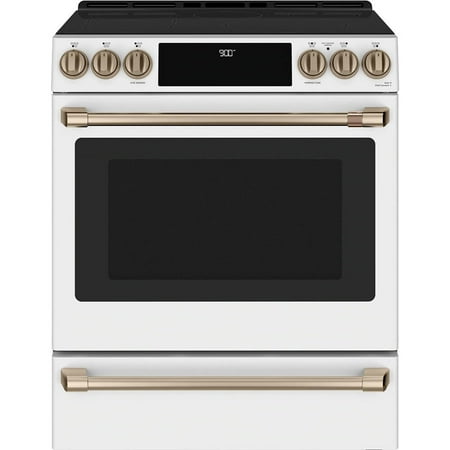 Café - 30 in. Wide 4 Elements 5.7 Cu. Ft. Slide-In Electric Smart Induction Convection Range - Matte White