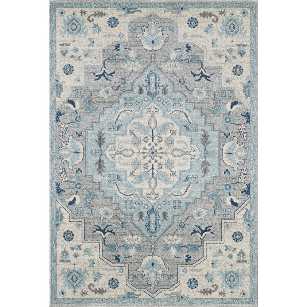 Abani Vintage Pattern Plush Large Area Rug 8x10, 5x7, 4x6, Light Grey