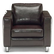 Angle View: Softaly Florence Leather Armchair, Dark Chocolate